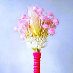 Artificial Flower Bouquet with Pink Vase for Table & Home Decoration