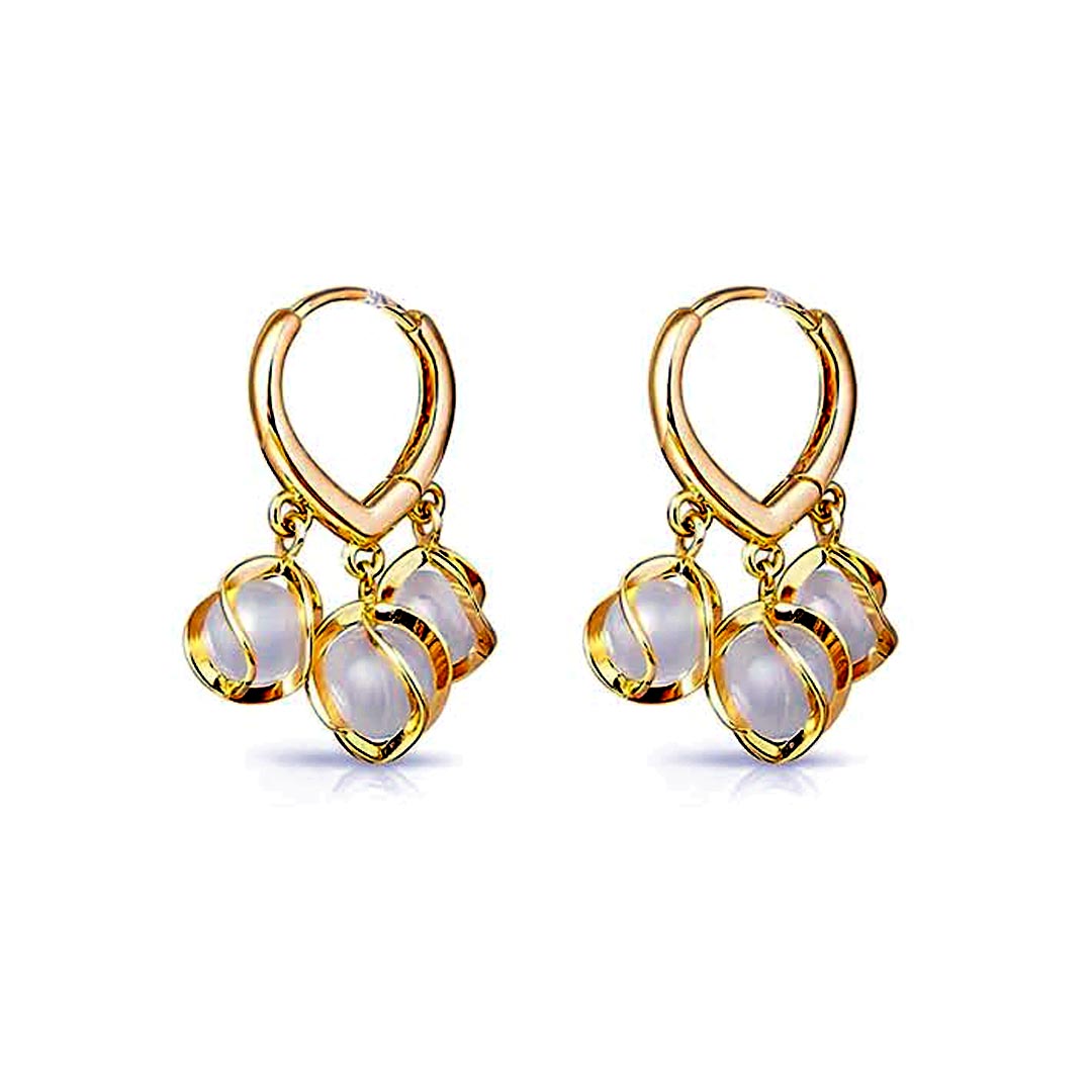 Gold Plated Pearl Drop Hoop Earrings for Women Stylish Dangle Jewelry