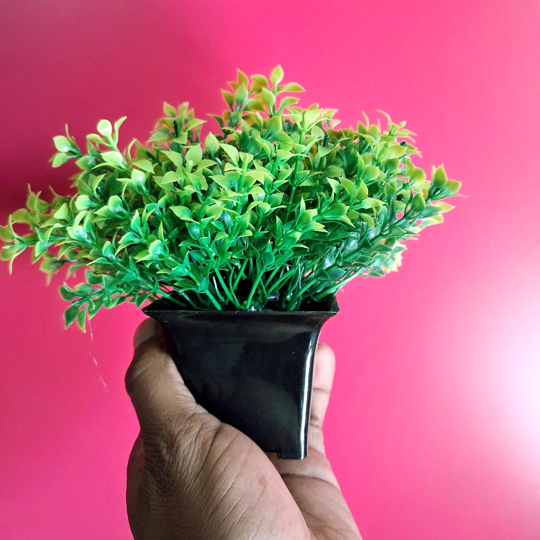Artificial Green Plant with Black Pot for Home Decor