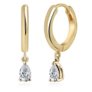 Gold Plated Teardrop Crystal Hoop Earrings for Women