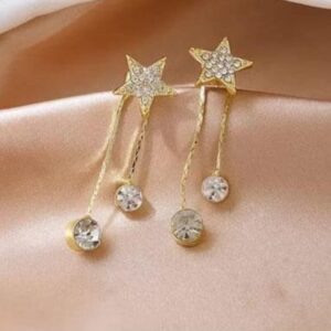 Gold Star Crystal Dangle Earrings for Women & Girls