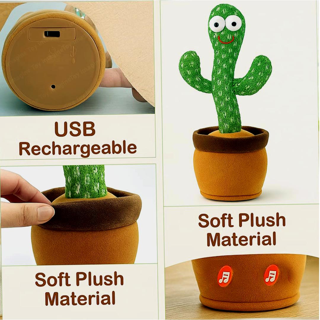 Dancing Talking Cactus Toy with Music & Voice Repeat for Kids Funny Toy