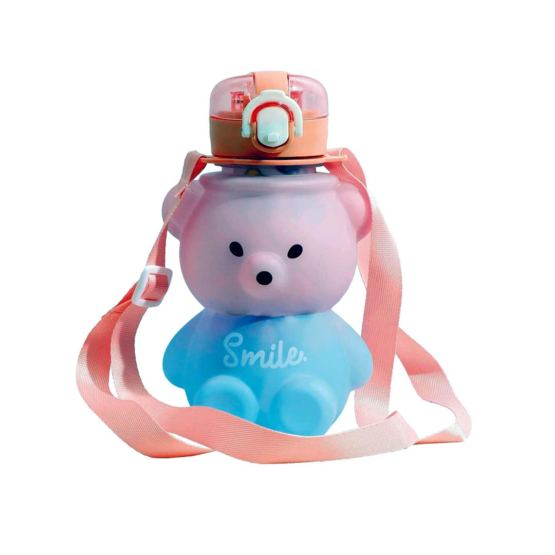 Kids Cartoon Water Bottle with Straw & Strap | BPA Free Leakproof Bottle