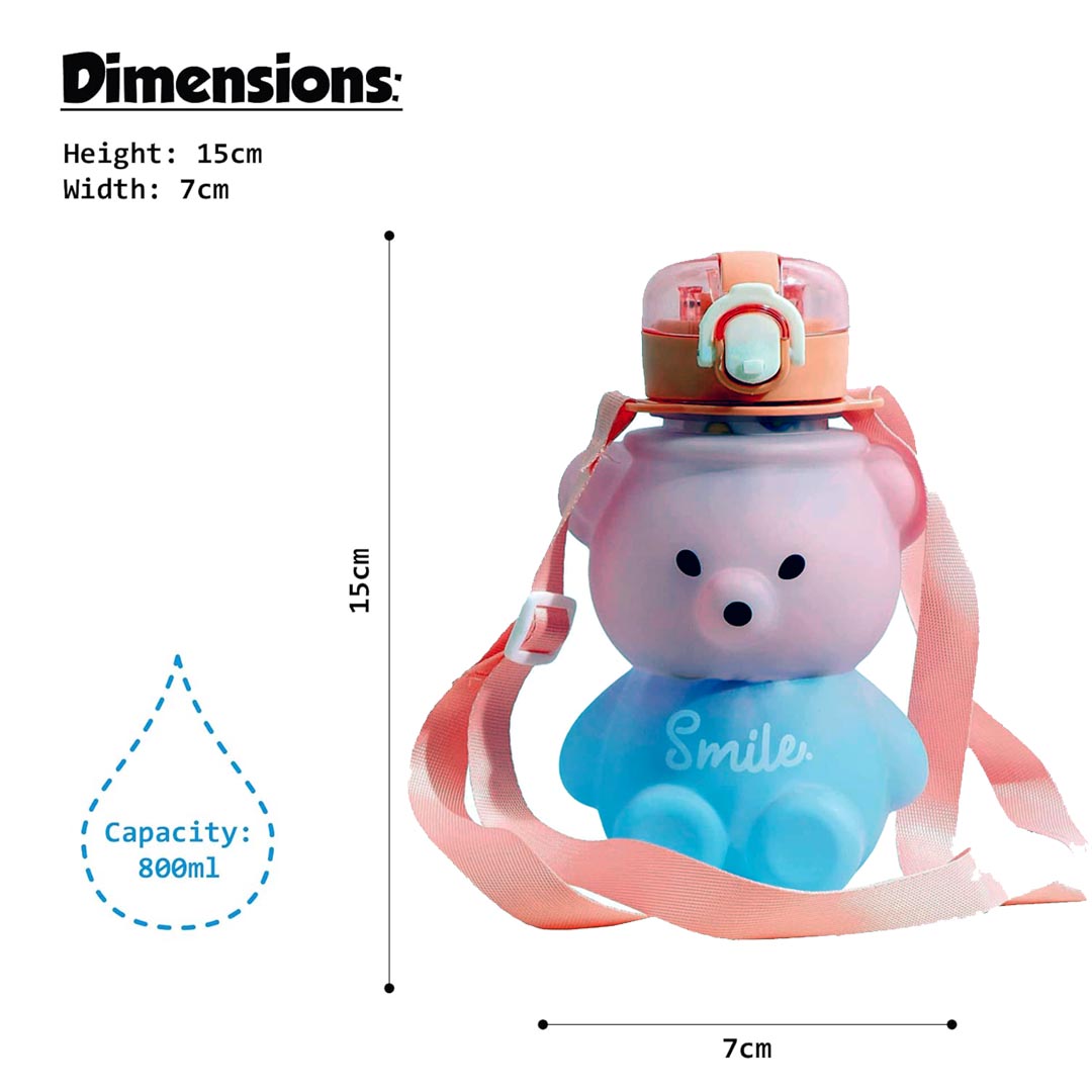 Kids Cartoon Water Bottle with Straw & Strap | BPA Free Leakproof Bottle