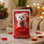 cute teddy rose love gift box for couple