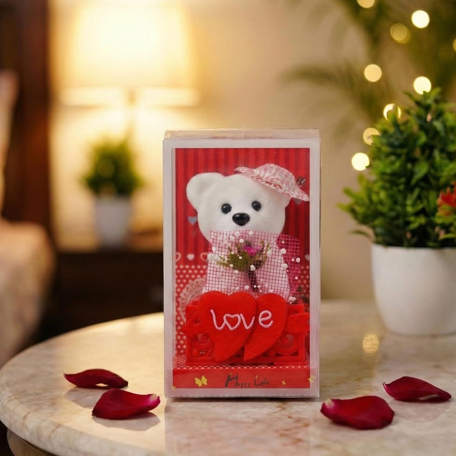 valentine romantic gift for couple teddy rose box