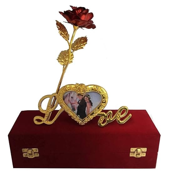 Love Rose Gift Box with Photo Frame Romantic Gift for Couple