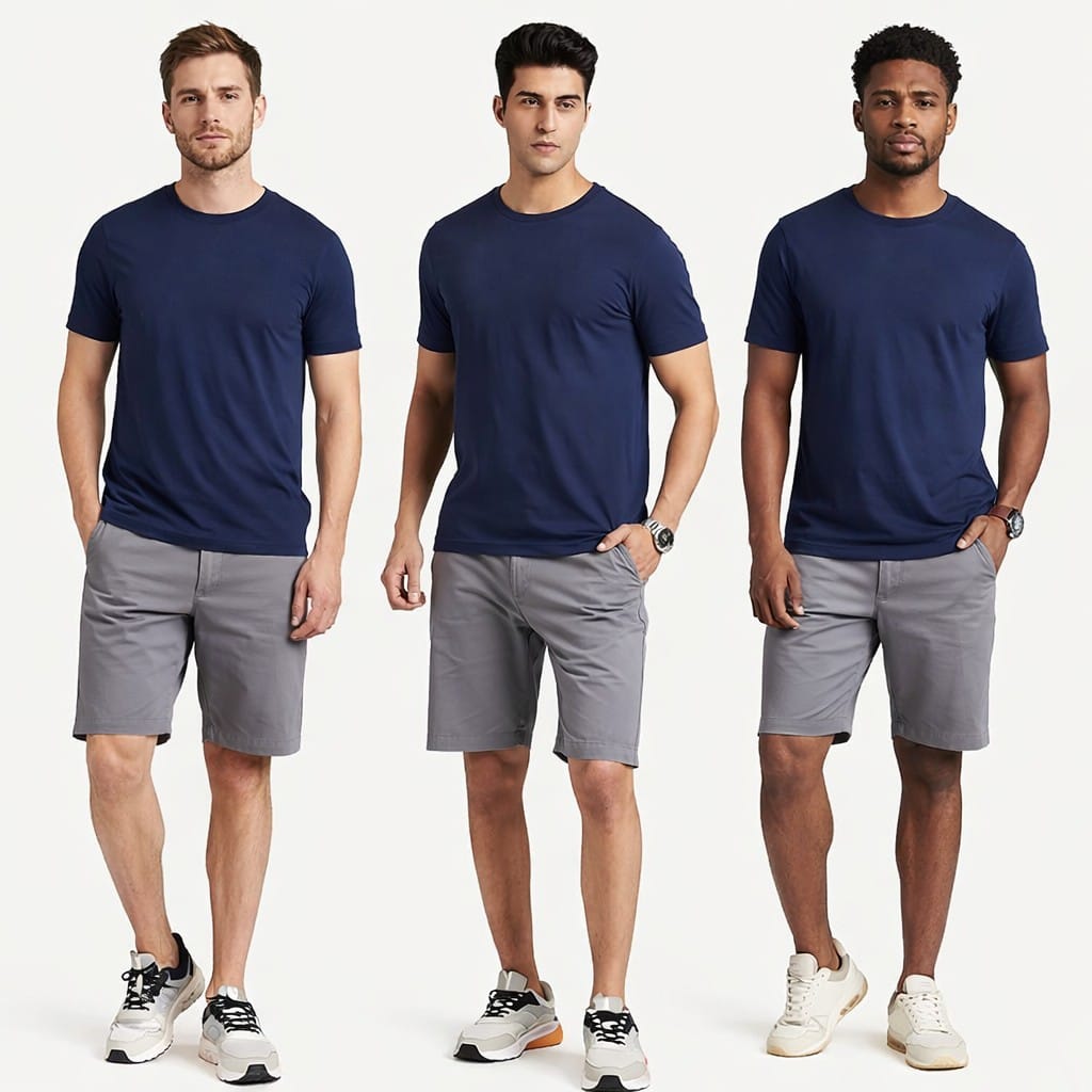 Men Solid Navy Blue T-Shirt Cotton Round Neck Casual Half Sleeve Tee